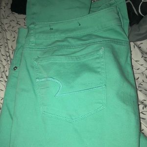 Sea foam green AE Skinny Jeans